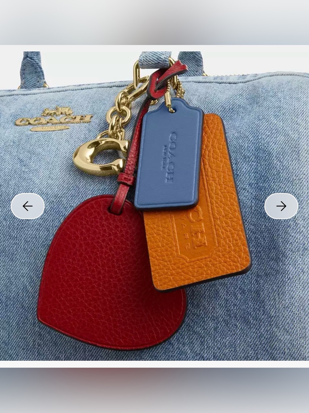 🆕 Coach Large Denim Rowan Bag with Strap & Charms 🩵✨💙 - Picture 8 of 10